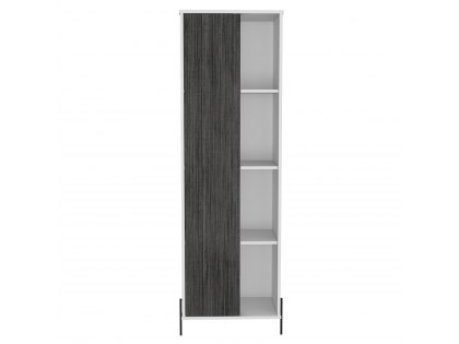 Core Dallas White and Carbon Grey Oak Tall 1 Door Storage and Display Cabinet (Flat Packed)
