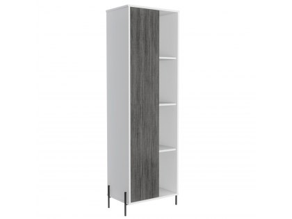 Core Dallas White and Carbon Grey Oak Tall 1 Door Storage and Display Cabinet (Flat Packed)