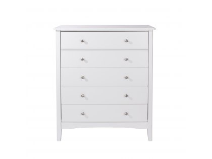 Core Como White 5 Drawer Chest of Drawers (Flat Packed)