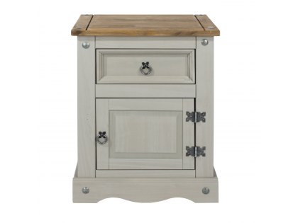 Core Corona Grey and Pine 1 Door 1 Drawer Bedside Cabinet (Flat Packed)