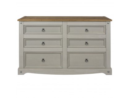 Core Corona Grey and Pine 3+3 Drawer Wide Chest of Drawers (Flat Packed)