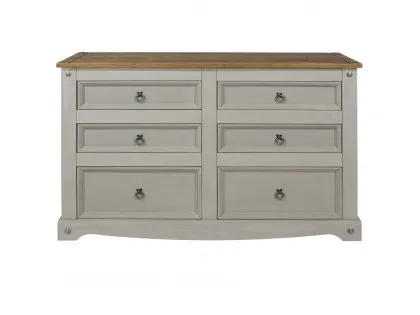 Core Corona Grey and Pine 3+3 Drawer Wide Chest of Drawers