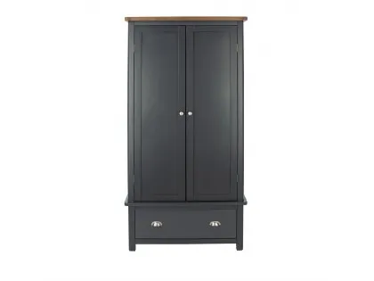 Core Dunkeld Midnight Blue and Oak 2 Door 1 Drawer Wardrobe