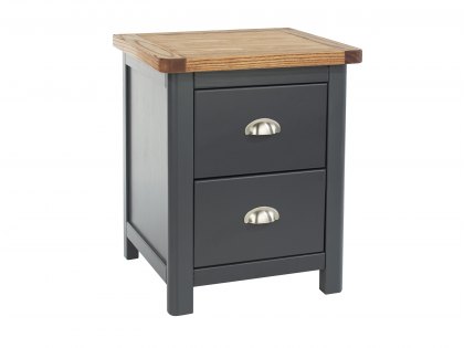 Core Dunkeld Midnight Blue and Oak 2 Drawer Bedside Cabinet (Flat Packed)