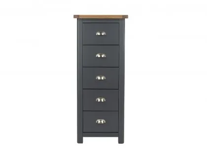 Core Dunkeld Midnight Blue and Oak 5 Drawer Narrow Chest of Drawers