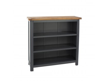 Core Dunkeld Midnight Blue and Oak Low Bookcase (Flat Packed)