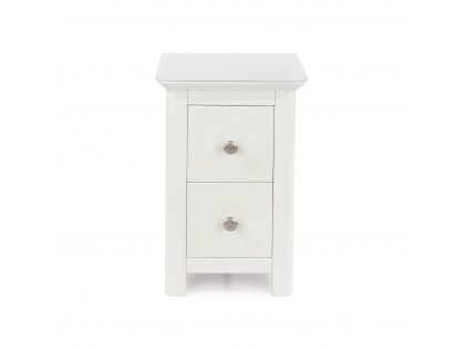 Core Nairn White with Bonded Glass 2 Drawer Petite Bedside Cabinet (Flat Packed)