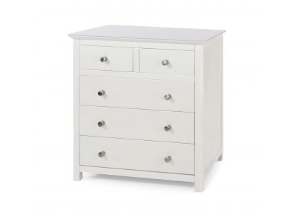Core Nairn White with Bonded Glass 2+3 Drawer Chest of Drawers (Flat Packed)