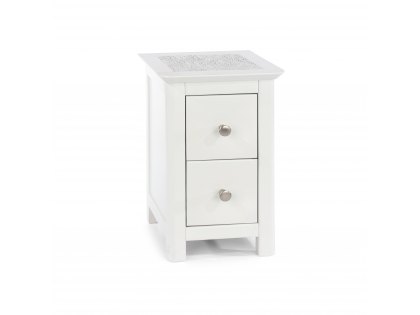 Core Stirling White with White Stone Inset 2 Drawer Petite Bedside Cabinet (Flat Packed)