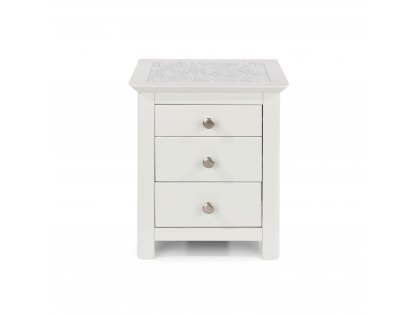 Core Stirling White with White Stone Inset 3 Drawer Bedside Cabinet (Flat Packed)
