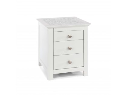 Core Stirling White with White Stone Inset 3 Drawer Bedside Cabinet (Flat Packed)
