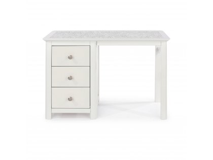 Core Stirling White with White Stone Inset Single Pedestal Dressing Table (Flat Packed)