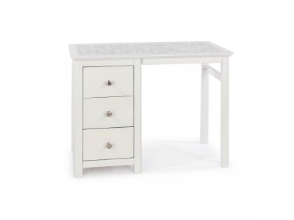 Core Stirling White with White Stone Inset Single Pedestal Dressing Table (Flat Packed)