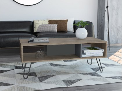 Core Vegas Bleached Oak and Grey Coffee Table  (Flat Packed)