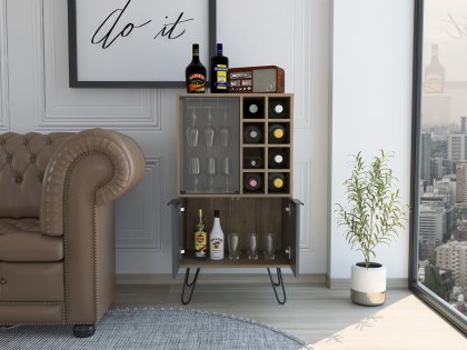 Core Vegas Bleached Oak and Grey 2 Door Wine Cabinet (Flat Packed)