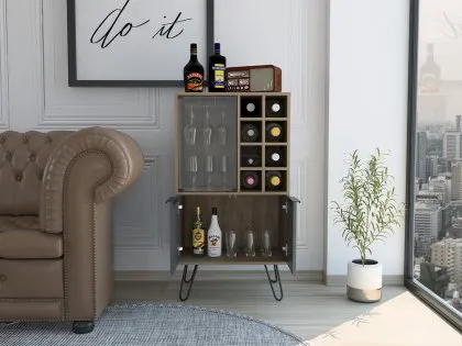 Core Vegas Oak and Grey 2 Door Wine Cabinet