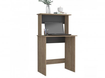 Core Vegas Bleached Oak and Grey Workstation with Keyboard Shelf (Flat Packed)