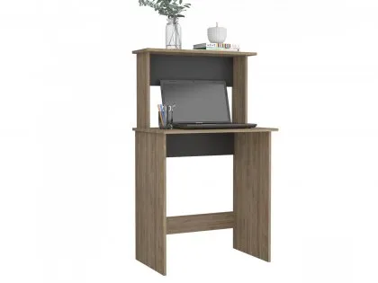 Core Vegas Oak and Grey Workstation with Keyboard Shelf