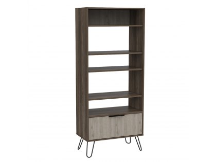 Core Nevada Smoked Oak and Bleached Grey Oak Effect 1 Door Display Bookcase (Flat Packed)