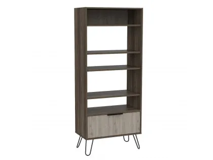 Core Nevada Smoked Oak and Grey Oak Effect 1 Door Display Bookcase