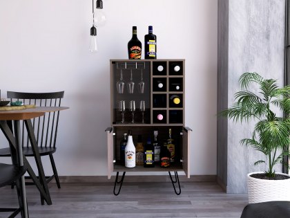 Core Nevada Smoked Oak and Bleached Grey Oak Effect 2 Door Wine Cabinet (Flat Packed)