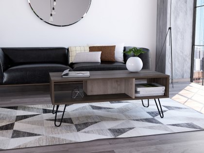 Core Nevada Smoked Oak and Bleached Grey Oak Effect Coffee Table (Flat Packed)