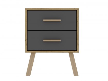 Harmony Austin Grey and Oak 2 Drawer Bedside Cabinet (Flat Packed)