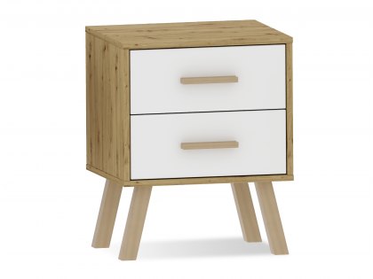 Harmony Austin White and Oak 2 Drawer Bedside Cabinet (Flat Packed)