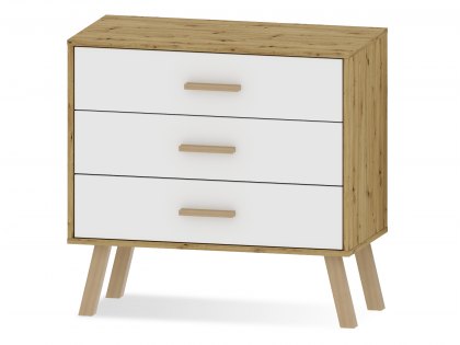 Harmony Austin White and Oak 3 Drawer Chest of Drawers (Flat Packed)