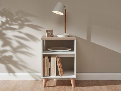 GFW Alma White and Oak Lamp Table (Flat Packed)