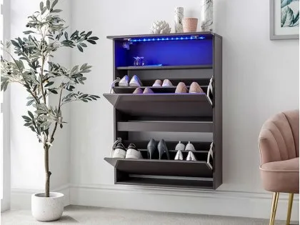 GFW Galicia Grey Wall Hanging 2 Tier Shoe Cabinet