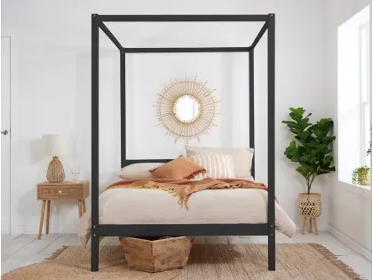 Birlea Mercia 4ft6 Double Black Four Poster Wooden Bed Frame