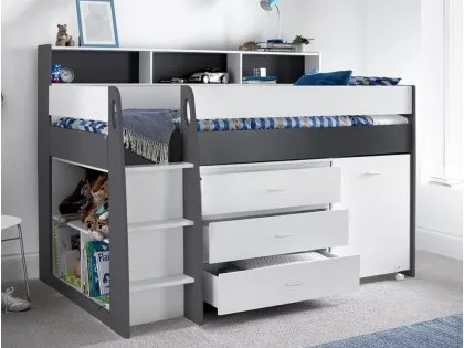 Bedmaster Ersa 3ft Single White and Grey Wooden Mid-Sleeper Bed Frame