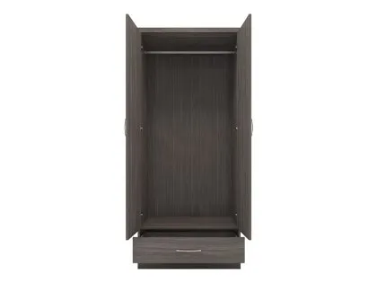 Seconique Nevada Black 2 Door 1 Drawer Mirrored Wardrobe