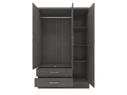 Seconique Nevada Black 3 Door 2 Drawer Mirrored Wardrobe