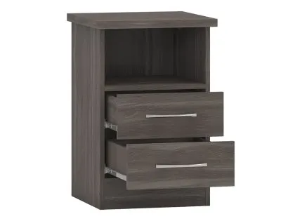 Seconique Nevada Black 2 Drawer Bedside Table