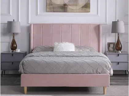 Seconique Amelia 4ft6 Double Pink Fabric Bed Frame