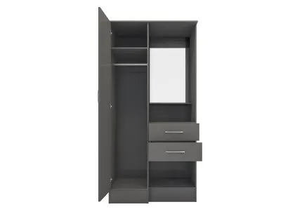 Seconique Nevada Matt Grey 1 Door 2 Drawer Mirrored Wardrobe