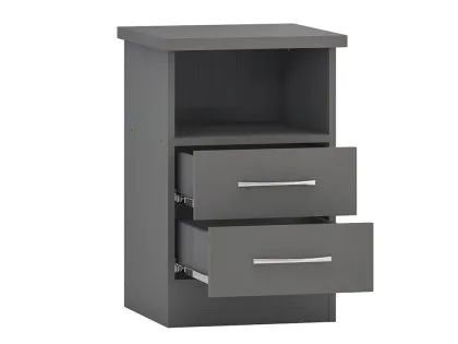 Seconique Nevada Matt Grey 2 Drawer Bedside Table