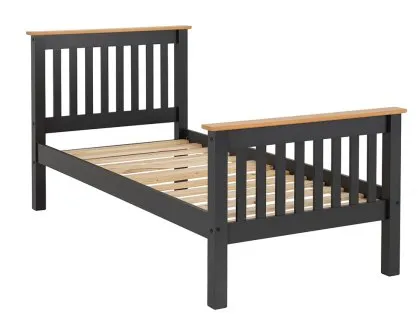 Seconique Monaco 3ft Single Grey and Oak Wooden Bed Frame (High Footend)