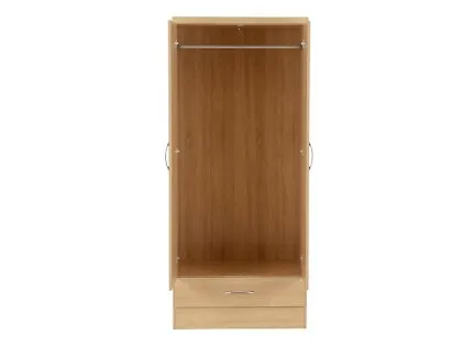 Seconique Nevada Sonoma Oak 2 Door 1 Drawer Double Wardrobe