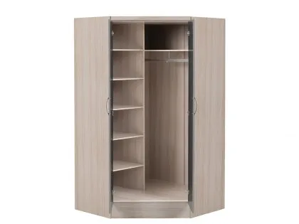 Seconique Nevada Grey Gloss and Oak 2 Door Corner Wardrobe