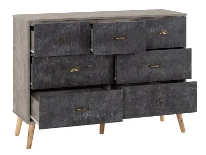 Seconique Nordic Concrete Effect 7 Drawer Merchant Chest