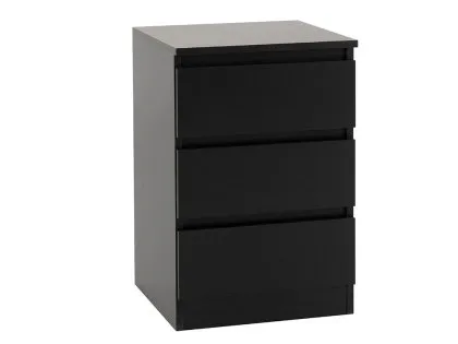 Seconique Malvern Black Pair of 3 Drawer Bedside Cabinets