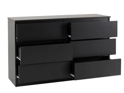 Seconique Malvern Black 3+3 Drawer Chest of Drawers