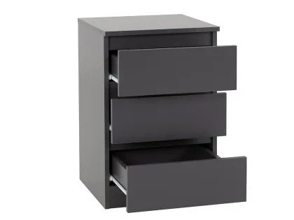 Seconique Malvern Grey 3 Drawer Bedside Table