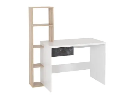 Seconique Nordic White and Oak 1 Drawer Study Desk