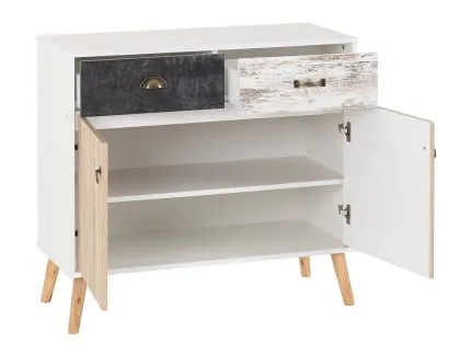 Seconique Nordic White and Oak 2 Door 2 Drawer Sideboard