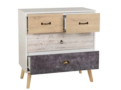 Seconique Nordic White and Oak 2+2 Drawer Chest