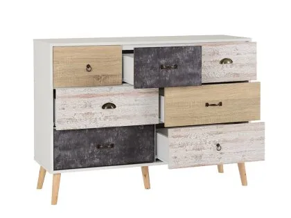 Seconique Nordic White and Oak 7 Drawer Merchant Chest